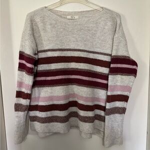 Stylish Women's Striped Sweater - Cream, Pink, Brown